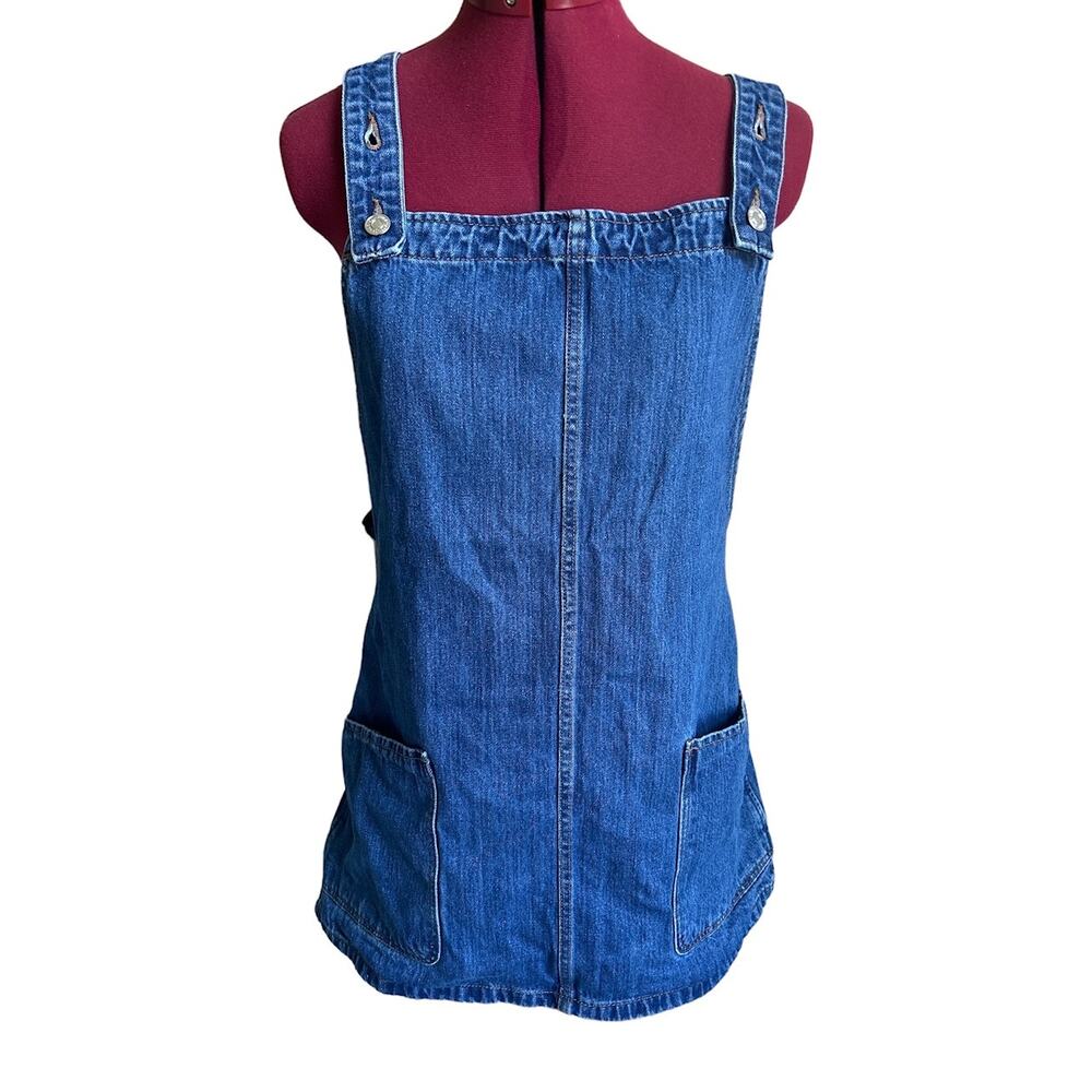 Mango Size Small Square Neck Racer Back Denim Overalls Jumper Skirt Medium‎ Wash